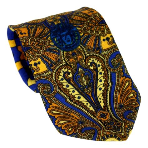 versace gold and blue tie|vintage gianni Versace tie.